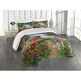 thumbnail image 1 of Ambesonne Mushroom Quilted Coverlet 3 Pcs, Butterflies, King Size, Tan Green Red, 1 of 2