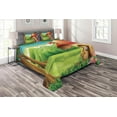 thumbnail image 1 of Ambesonne Mushroom Quilted Coverlet 3 Pcs, Mountain Daisies Woods, Queen Size, Scarlet Pale Brown Green, 1 of 2