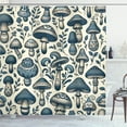 thumbnail image 1 of Ambesonne Mushroom Shower Curtain, Bicolour Boho Woodland Art, 69"Wx84"L, Ivory and Slate Blue, 1 of 4