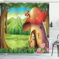 thumbnail image 1 of Ambesonne Mushroom Shower Curtain, Mountain Daisies Woods, 69"Wx70"L, Scarlet Pale Brown Green, 1 of 5