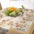 thumbnail image 1 of Ambesonne Mushroom Table Runner & Placemats, Striped or Dotted Veggie, Placemat 4 pcs + Runner 12"x90", Pale Peach Umber Orange, 1 of 2