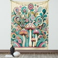 thumbnail image 1 of Ambesonne Mushroom Tapestry Wall Hanging, Groovy 70s Garden Bloom, 40"x60", Teal Pink Beige, 1 of 3