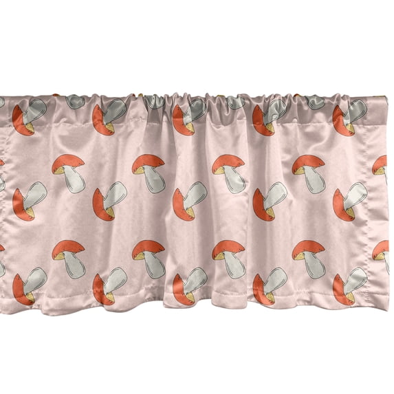 Ambesonne Mushroom Valance Pack of 2, Doodle Style Mushrooms, 42"X18", Eggshell and Multicolor