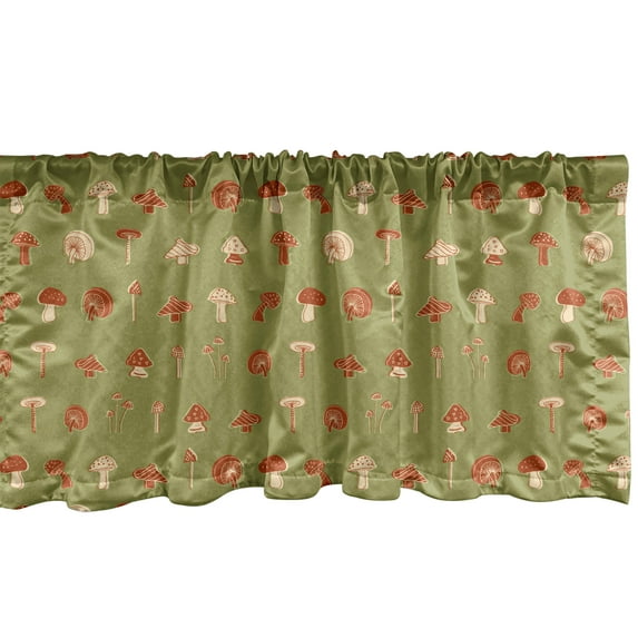Ambesonne Mushroom Window Valance, Abstract Organic Plant Art, 54" X 12", Pale Olive Green Beige