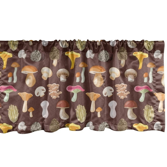 Ambesonne Mushroom Window Valance, Autumn Tones Woodland Art, 54" X 18", Umber Multicolor