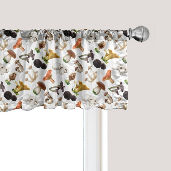 Ambesonne Mushroom Window Valance, Realistic Medieval Botany, 42" x 18", Multicolor