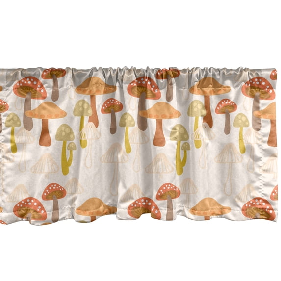 Ambesonne Mushroom Window Valance, Striped or Dotted Veggie, 42" x 18", Pale Peach Umber and Orange