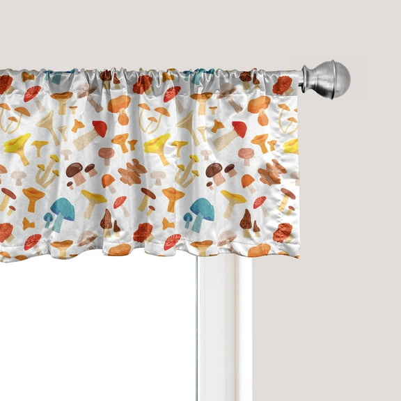 Ambesonne Mushroom Window Valance, Toadstool Cartoon Style, 54" X 18", Multicolor