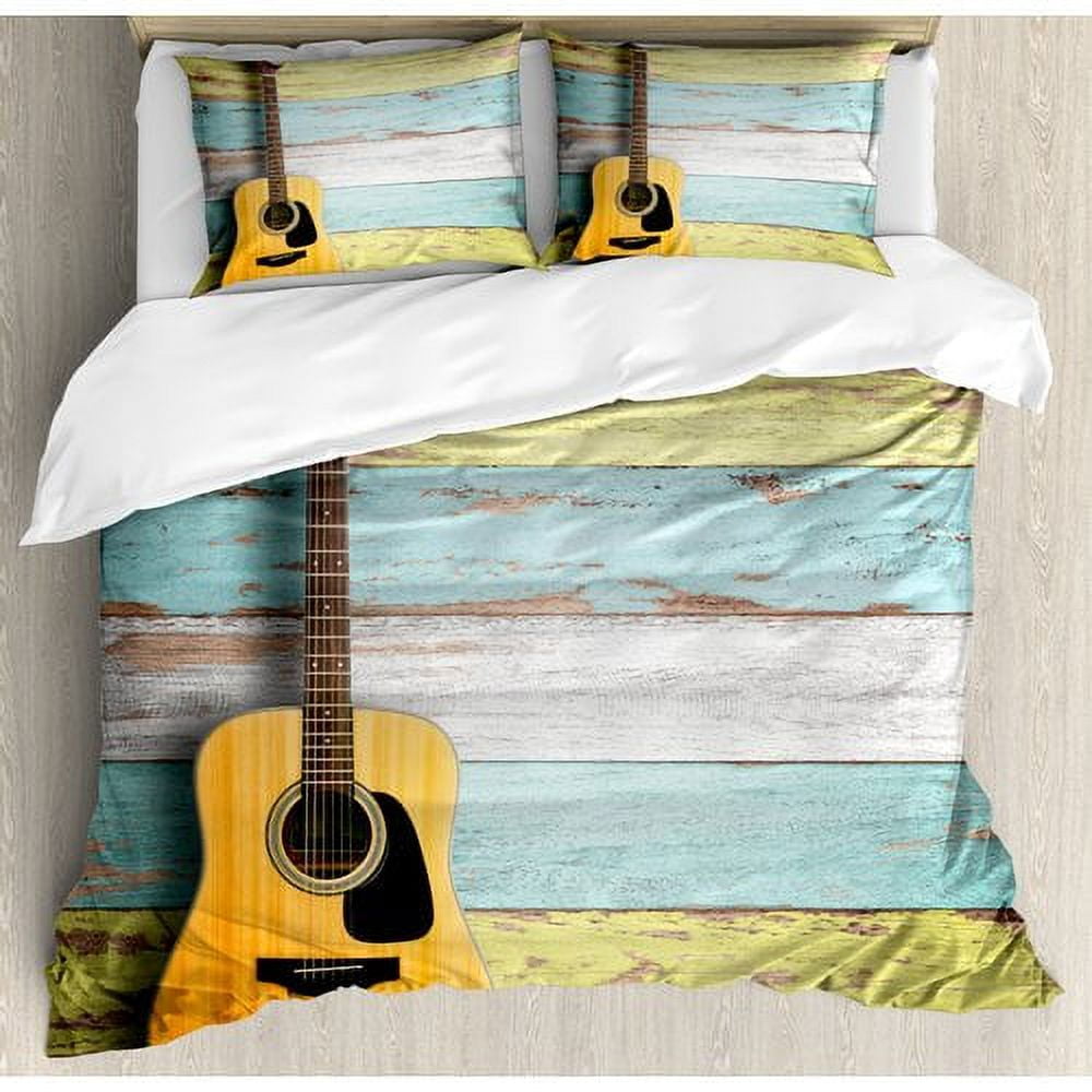 Queen Rustic Acoustic Guitar Duvet Cover Set