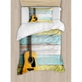 thumbnail image 1 of Ambesonne Music Acoustic Guitar Painted Aged Wooden Planks Rustic Country Decor Duvet Cover Set, 1 of 3