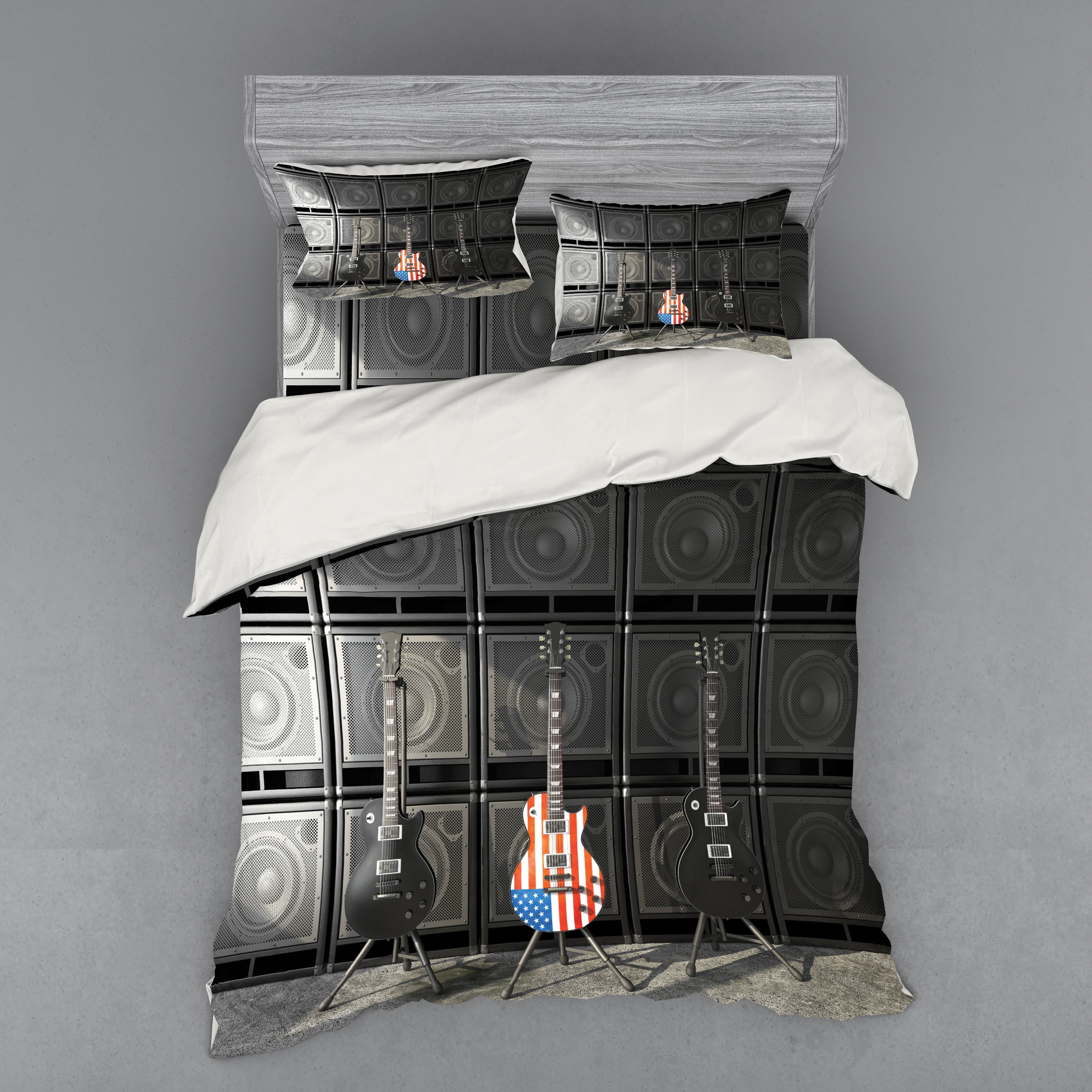 Queen Size Multicolor Rock Guitar Duvet Cover Set