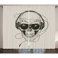 thumbnail image 1 of Ambesonne Music Curtains 2 Panel Set, Retro Skull with Headphones, 108" x 84", Charcoal Grey Eggshell, 1 of 3