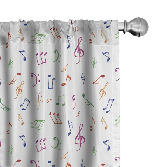 Ambesonne Music Curtains, Watercolor Sonic Art, Pair of 28"x95", Multicolor
