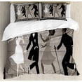 thumbnail image 1 of Ambesonne Music Duvet Cover Set, Dancing People Nostalgic Art, 2-Calking, Dark Eggshell Multicolor, 1 of 7