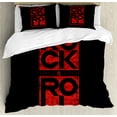 thumbnail image 1 of Ambesonne Music Duvet Cover Set, Rock and Roll Concert Poster, Queen, Dark Blue Grey and Vermilion, 1 of 3