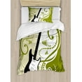 thumbnail image 1 of Ambesonne Music Duvet Cover Sets, Electric Bass Guitar, 2-Twin, Olive Green White Black, 1 of 4