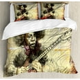 thumbnail image 1 of Ambesonne Music Duvet Cover Sets, Guitar Virtoso Sketchy, 2-King, Brown Beige Black, 1 of 7