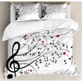 thumbnail image 1 of Ambesonne Music Duvet Cover Sets, Treble Chef Music Melodies, 2-Queen, White Dark Coral, 1 of 7