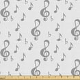 thumbnail image 1 of Ambesonne Music Fabric by the Yard Upholstery, G Clefs and Musical Notes, 1 Yard, Ivory and Pale Taupe, 1 of 1