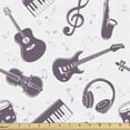 thumbnail image 1 of Ambesonne Music Fabric by the Yard Upholstery, Musical Instruments and Notes, 10 Yards, Eggplant and White, 1 of 5