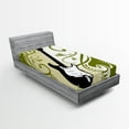 thumbnail image 1 of Ambesonne Music Fitted Sheet, Electric Bass Guitar, Twin XL Size, Olive Green White Black, 1 of 3