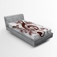 thumbnail image 1 of Ambesonne Music Fitted Sheet, Floral Design with Birds, Twin Size, Chestnut Brown White, 1 of 2