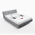 thumbnail image 1 of Ambesonne Music Fitted Sheet, Lady Listening to Music, Full Size, Black White, 1 of 2