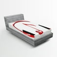 thumbnail image 1 of Ambesonne Music Fitted Sheet, Love Sound Headphones, Twin XL Size, Red Black Grey, 1 of 2