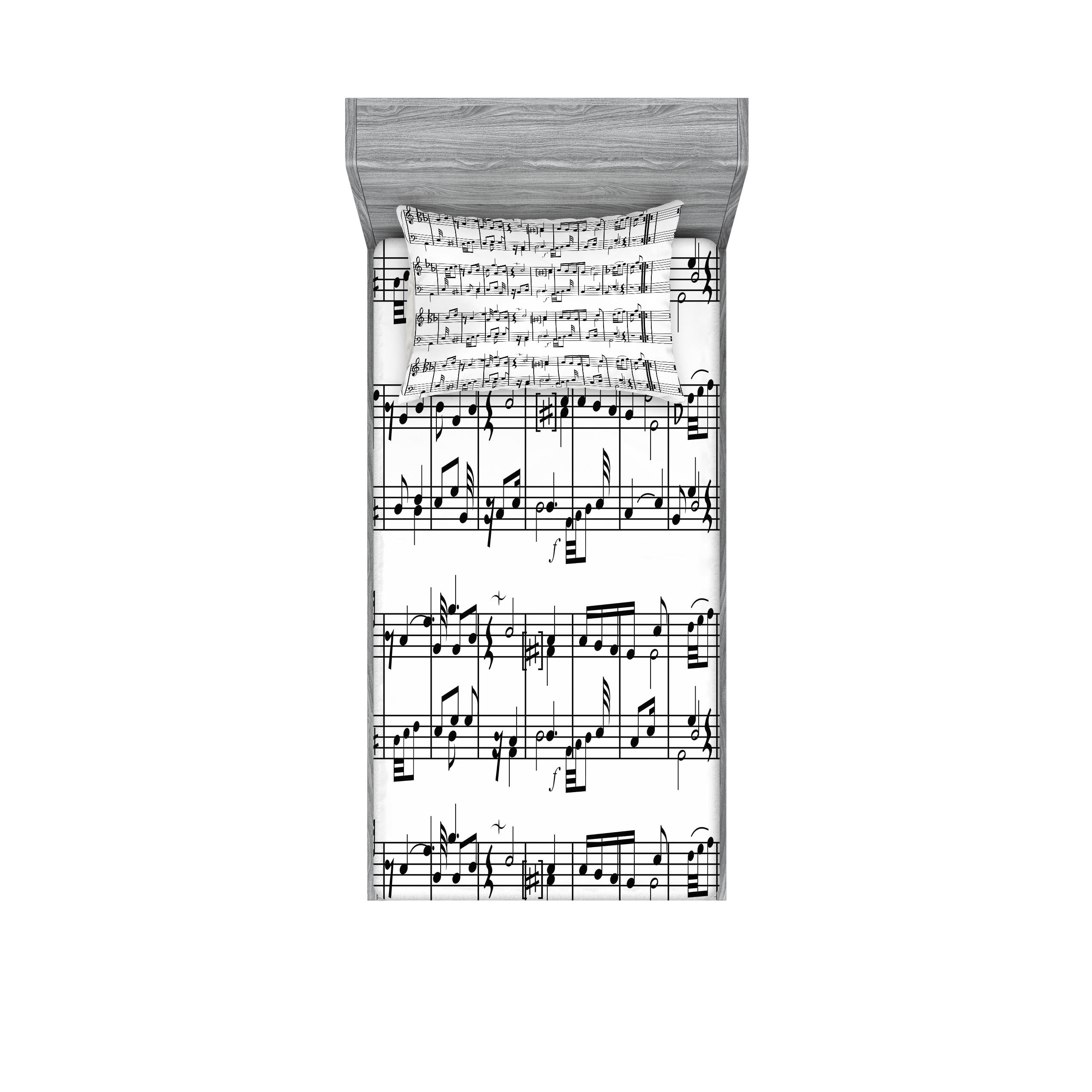 Twin XL White Microfiber Music Note Print Sheet Set