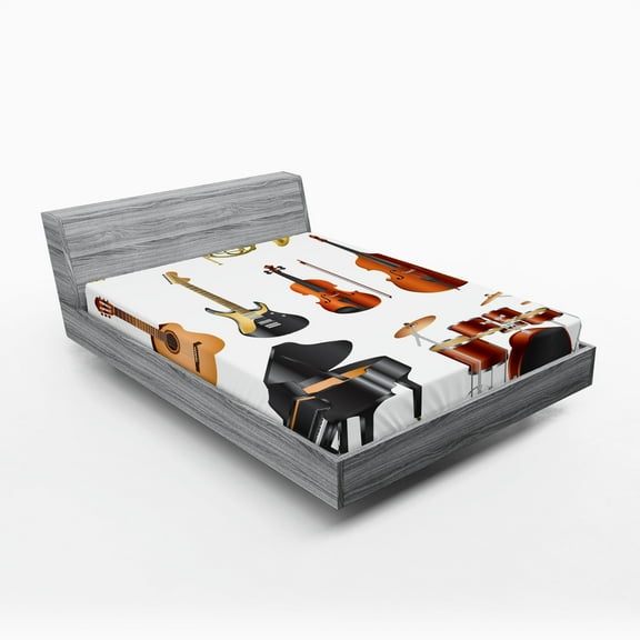 Ambesonne Music Fitted Sheet, Symphony Orchestra Concert, Full Size, Multicolor