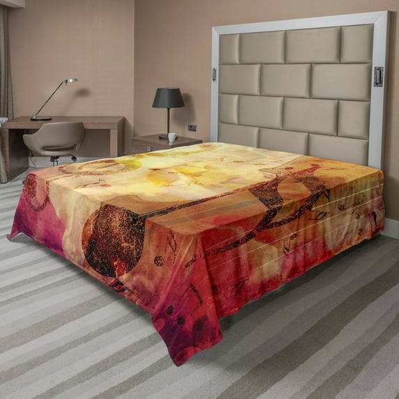 Ambesonne Music Flat Sheet, Colorful Notes Composition, Full Size, Multicolor