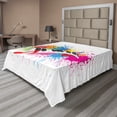 thumbnail image 1 of Ambesonne Music Flat Sheet, Paint Splatter Keyboard Fun, Full Size, White and Multicolor, 1 of 1