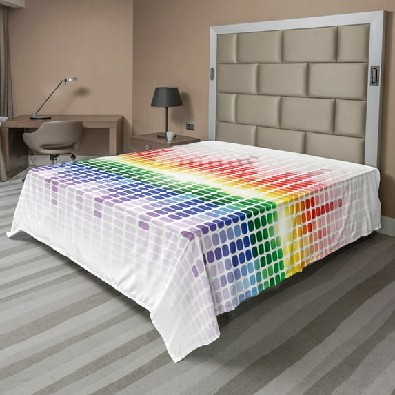 Ambesonne Music Flat Sheet, Vibrant Colors Club Disco, Full Size, Multicolor