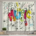 thumbnail image 1 of Ambesonne Music Kitchen Curtains, Pop Art Doodle Style Art, 55"x45", Multicolor, 1 of 3