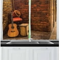 thumbnail image 1 of Ambesonne Music Kitchen Curtains, Wooden Stage Pub Cafe, 55"x45", Dark Orange Sand Brown, 1 of 1