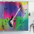 thumbnail image 1 of Ambesonne Music Note Shower Curtain, Guitar on Colorful Back, 69"Wx84"L, Multicolor, 1 of 4