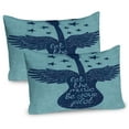 thumbnail image 1 of Ambesonne Music Pillow Sham 2 Pack, Guitar Wings Stars Words, 26"x20", Slate Blue Navy Blue, 1 of 3
