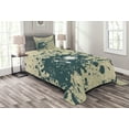 thumbnail image 1 of Ambesonne Music Quilted Bedspread Set 2 Pcs, Acoustic Guitar Notes, Twin Size, Beige Dark Blue, 1 of 3