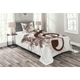thumbnail image 1 of Ambesonne Music Quilted Bedspread Set 2 Pcs, Floral Design with Birds, Twin Size, Chestnut Brown White, 1 of 3