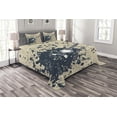 thumbnail image 1 of Ambesonne Music Quilted Bedspread Set 3 Pcs, Acoustic Guitar Notes, King Size, Beige Dark Blue, 1 of 3
