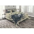 thumbnail image 1 of Ambesonne Music Quilted Bedspread Set 3 Pcs, Acoustic Guitar Notes, Queen Size, Beige Dark Blue, 1 of 3