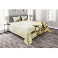 thumbnail image 1 of Ambesonne Music Quilted Bedspread Set 3 Pcs, Bridal Wedding Floral, King Size, Sepia and Yellow, 1 of 3