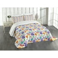 thumbnail image 1 of Ambesonne Music Quilted Bedspread Set 3 Pcs, Colorful Instruments Bass, Queen Size, Multicolor, 1 of 5