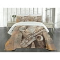 thumbnail image 1 of Ambesonne Music Quilted Bedspread Set 3 Pcs, Jazz Musician on Street, Queen Size, Brown Ecru, 1 of 5