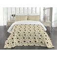 thumbnail image 1 of Ambesonne Music Quilted Bedspread Set 3 Pcs, Retro Records Headphones, Queen Size, Cream Black, 1 of 5