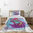 thumbnail image 1 of Ambesonne Music Quilted Coverlet 2 Pcs, Guitar Instrument, Twin Size, Lavender Magenta, 1 of 5