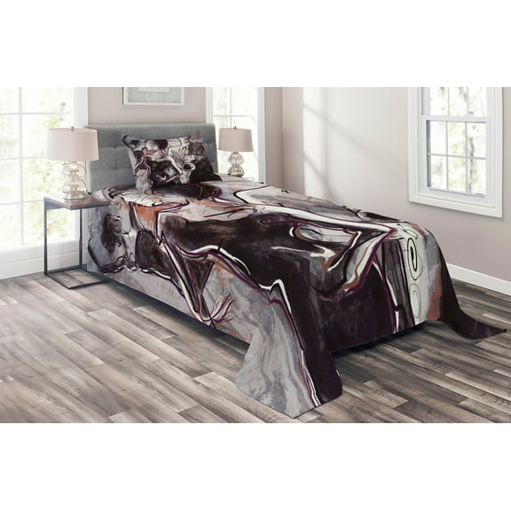 Ambesonne Music Quilted Coverlet 2 Pcs, Jazz Musician Saxophone, Twin Size, Pink Black White