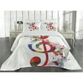 thumbnail image 1 of Ambesonne Music Quilted Coverlet 3 Pcs, Notes Rhythm Art, King Size, Multicolor, 1 of 4