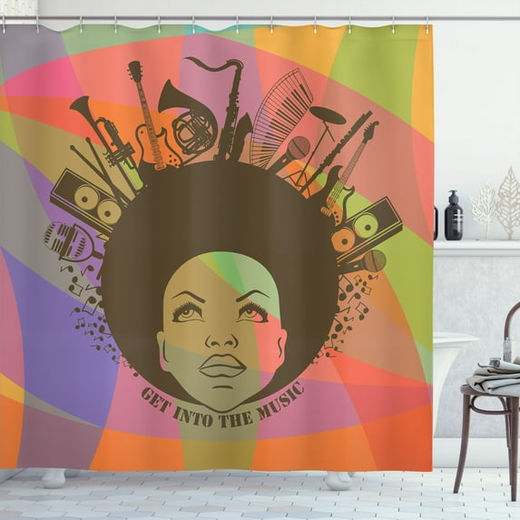 Ambesonne Music Shower Curtain, American Woman, 69"Wx70"L, Multicolor