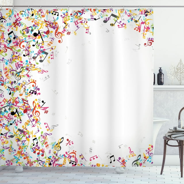 Ambesonne Music Shower Curtain, Colorful Festival Frame, 69"Wx75"L, Multicolor